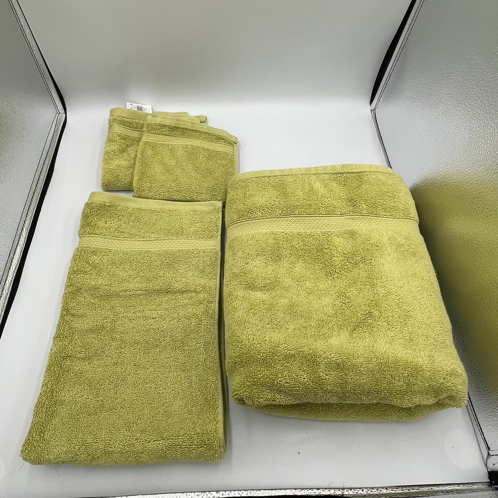 Opalhouse Bead Vine Towel Set 4pc Lime Green NWOT 100% Cotton 064111261